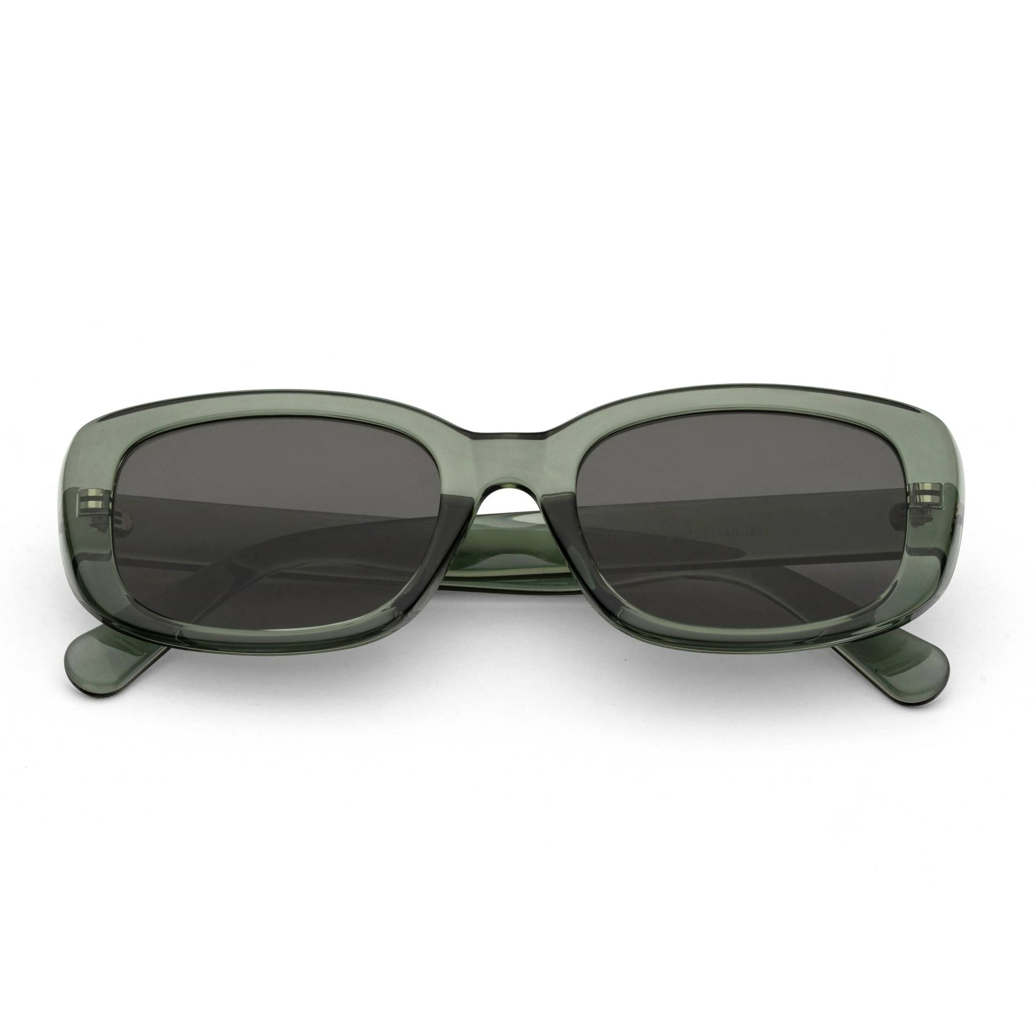 PERKEY 100% UV Protected Rectangle Shades For Men and Women - PRKY0019-C2-Medium / Black / Green