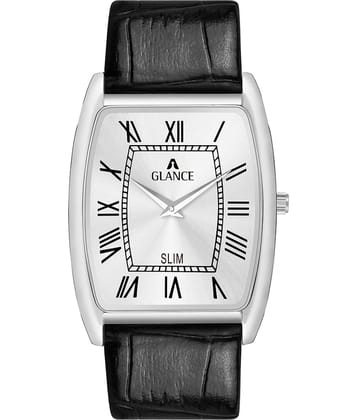 Aglance - Black Leather Analog Men's Watch