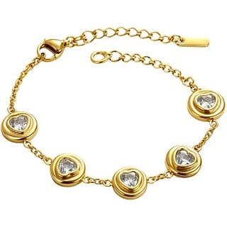 KIMTI 18k Gold Plated Women Bracelet (Crystal Heart Round Bracelet, 1)