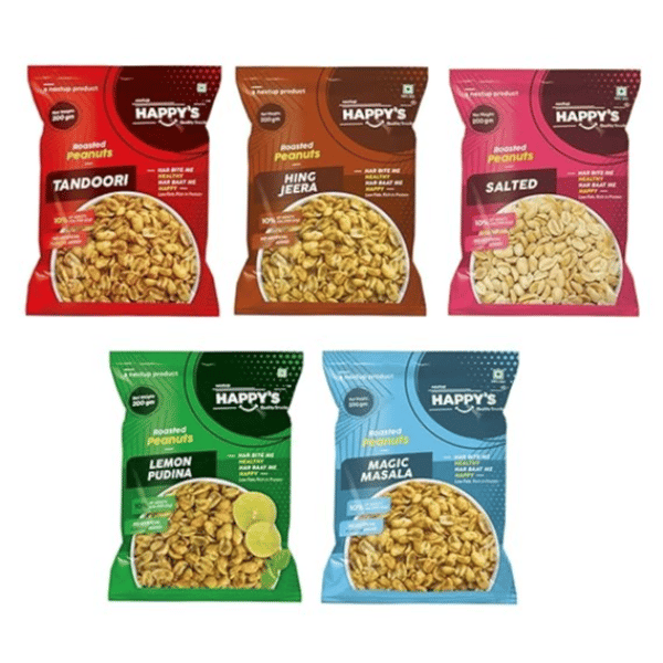 Happy's Roasted Peanuts Combo Pack of 5 - 990 gm