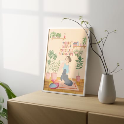 Taking Care of Yourself Is Productive Wall Art Frame-8 X 10 inches / White Frame