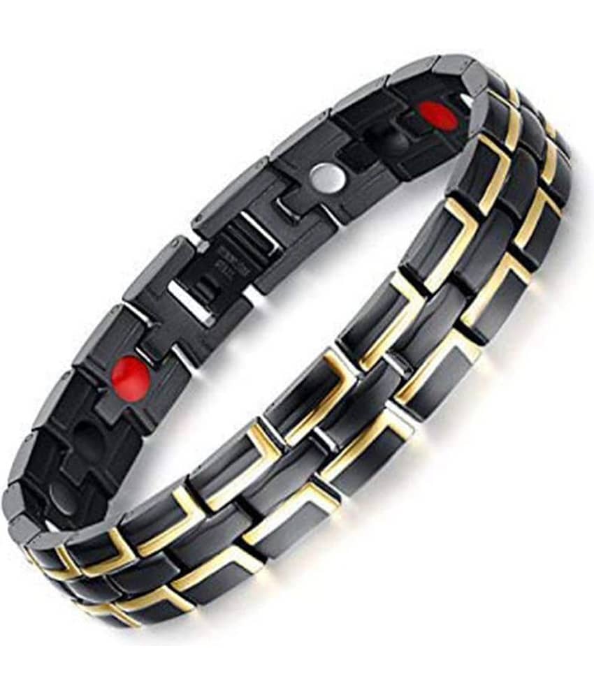 ZIVOM® Stylish Italian Glossy Black Gold 316L Surgical Stainless Steel Magnet Health Care Therapy Bio Energy Bracelet Men Boy