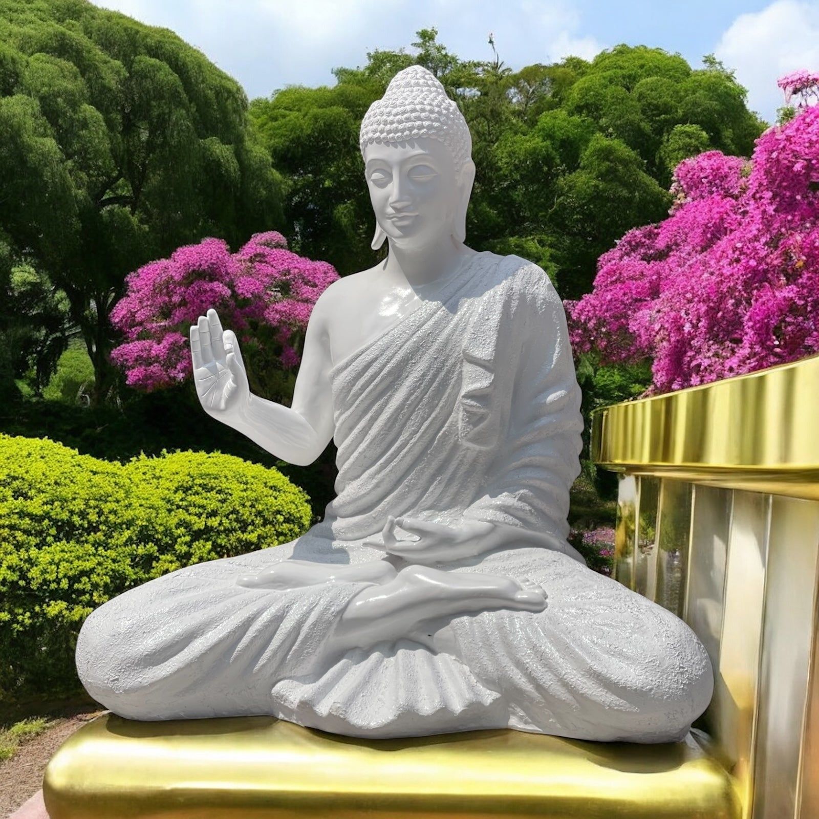 Big Size Vitarka Mudra Buddha Statue 4 feet Buddha Sculpture H- 120 cm-4 ft-Poly Resin fiber