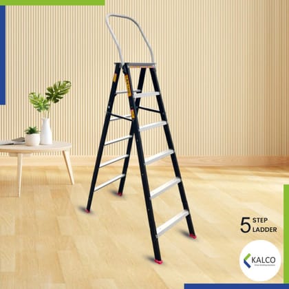 5 Step Ladder, Foldable with Top Support Handle and Top Metal Plate (Model: K-7023 in Medium)
