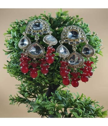 Jiyanshi fashion Red Chandbalis Earrings ( Pack of 1 )