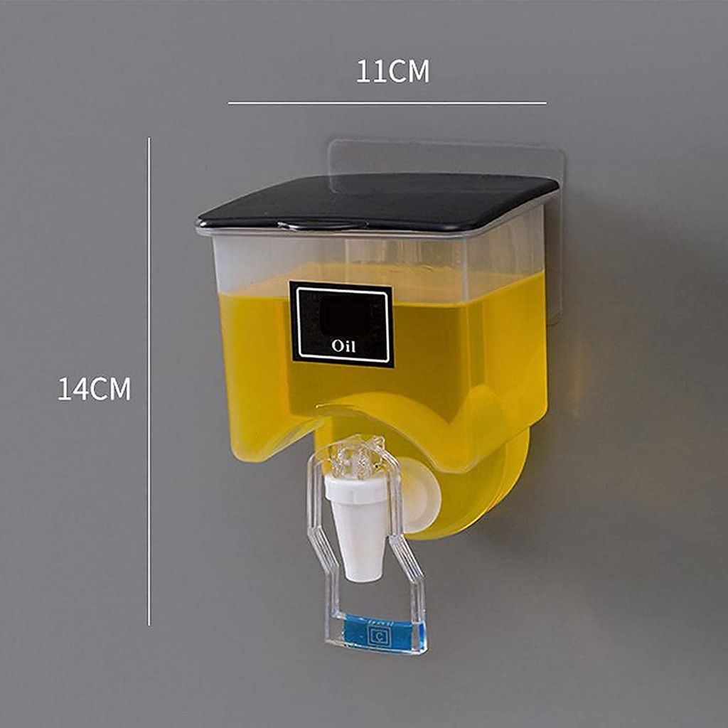 Wall Mounted Oil Dispenser,Transparent Liquid Seasoning Food Dispenser,Wall Hanging Oil Box, Oil Storage Tank,Leak-Proof Soy Sauce Vinegar Liquid Tank,Storage Bottle Kitchen Organizer