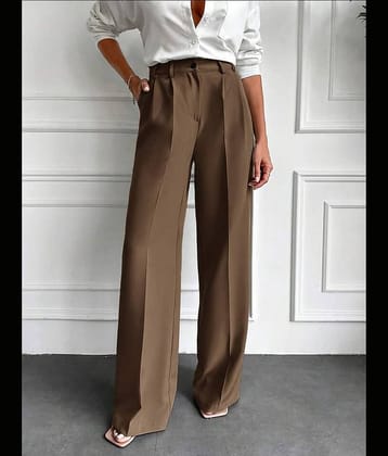 Broadstar Pack of 1 Polyester Straight Women's Casual Pants ( Beige )