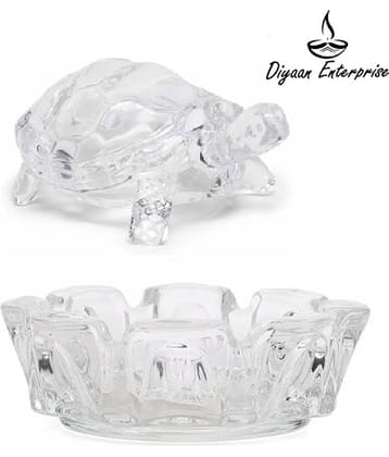DIYAAN ENT IMPORTED VASTU - FENGSHUI CRYSTAL TURTLE | CRYSTAL TORTOISE | CRYSTAL KACHUA | WITH CRYSTAL PLATE MEDIUM SIZE