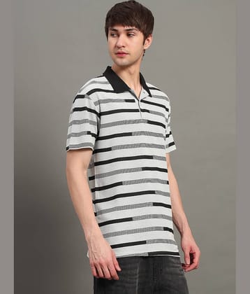 GET GOLF Men Cotton Blend Regular Fit Striped Polo T Shirt ( Lavender )