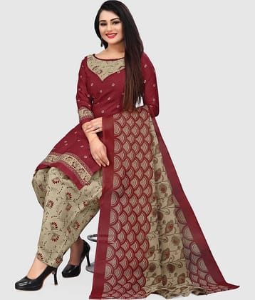 Rajnandini Unstitched Cotton Blend Printed Dress Material - Red ( Pack of 1 )