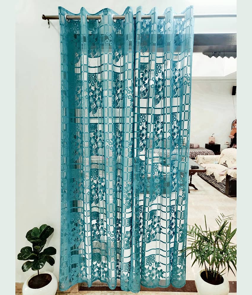 Homefab India Floral Transparent Eyelet Window Curtain 5ft (Pack of 2) - White