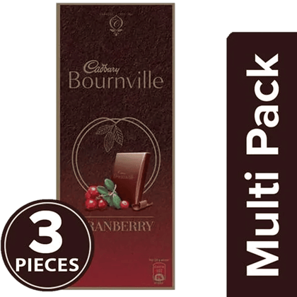 Cadbury Bournville Cranberry Dark Chocolate Bar, 3x80 g Multipack