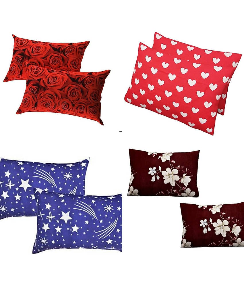 Divvay Homes - Pack of 8 Microfiber Floral Printed Standard Size Pillow Cover ( 15.24 cm(6) x 25.4 cm(10) ) - Multi-Colour