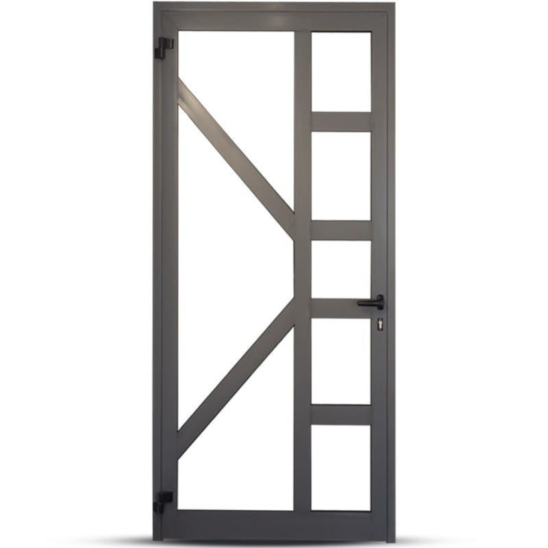 Aluminium Front Door Semi Glossy Grey KPD-1008 (3.3 ft x 7 ft)