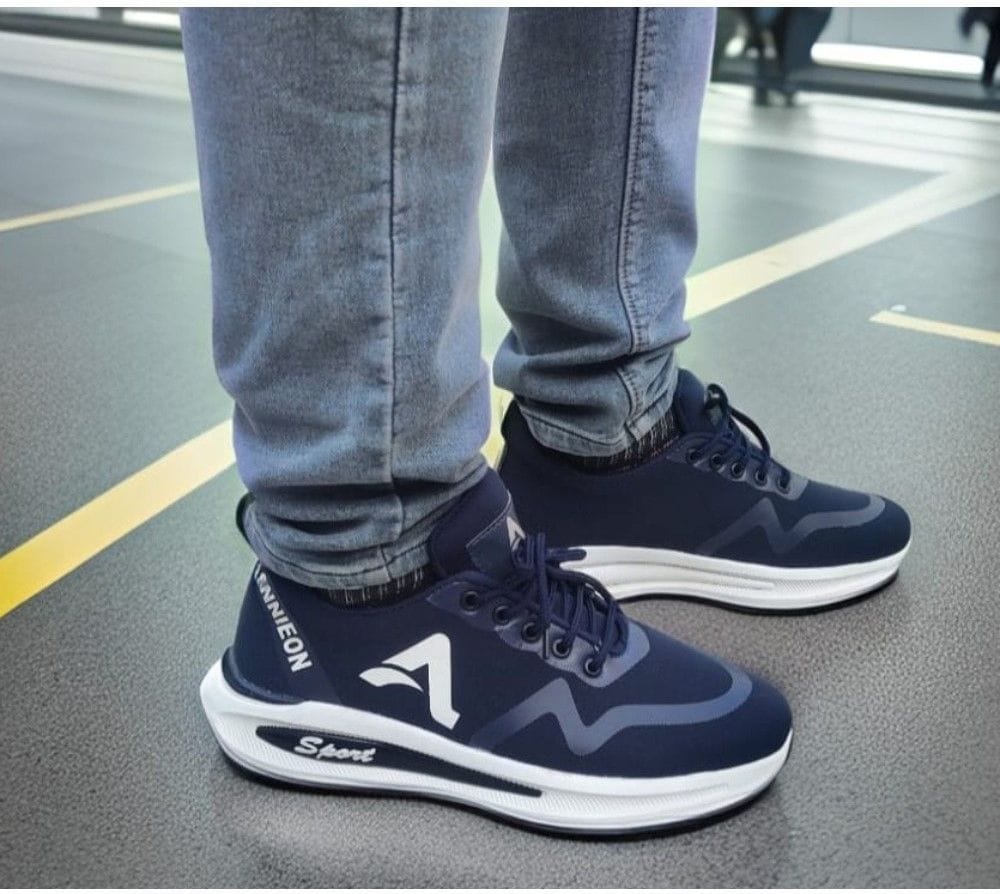 Mens Solid Synthetic Casual Shoes Size 10 (Navy Blue)