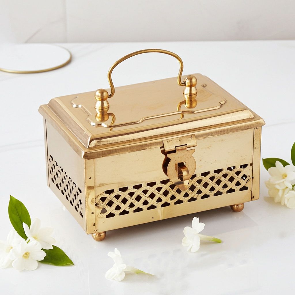 Brass Pan Dan – Handcrafted Brass Paan Container Box, Height : 5 Inch (ZMAS265 B)