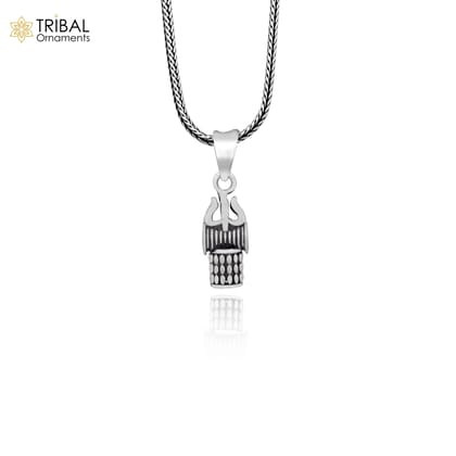 925 Sterling silver handmade lord shivay trishul ( trident ) pendant nsp861-22"chain and pendant