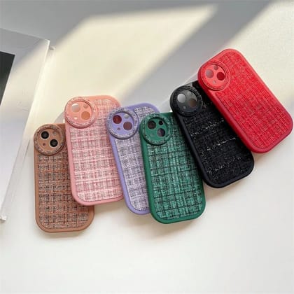 Luxury iPhone Fabric Fluffy Plush Silicone Round Camera Soft iPhone Case-iPhone 14 Plus / iPhone 15 Plus / Purple