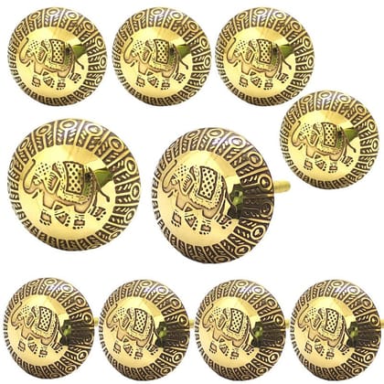S-GUARD Pure Brass knobs for Drawer, Racks, Kitchen Cabinets, Wardrobe- Pack of 10- Elephant