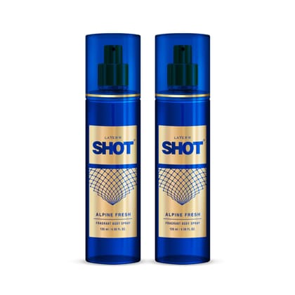 LAYER'R SHOT Alpine Body Spray For Men - 2 x135ml | Long-Lasting Premium Fresh & Confident Fragrance | Perfect For Every Occasion | Ideal For Men