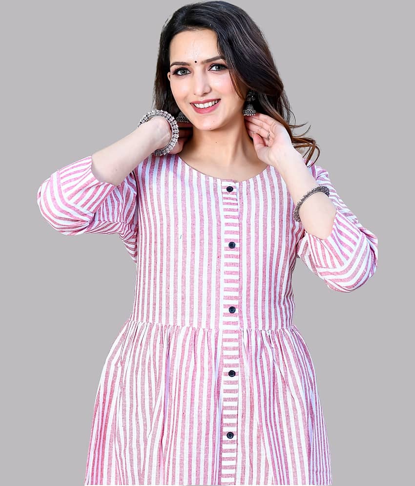 QuaClo - Pink 100% Cotton Women's Flared Kurti ( Pack of 1 )
