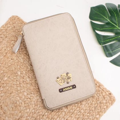 PERSONALISED ZIPPERED TRAVEL CASE - BEIGE-Beige
