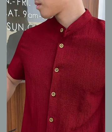 FABRIPPLE Polyester Regular Fit Popcorn Textured Half Sleeves Men's Casual Shirt - Red ( Pack of 1 )