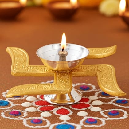 Brass Table Decor Swastic Deepak (BMAS299 E)