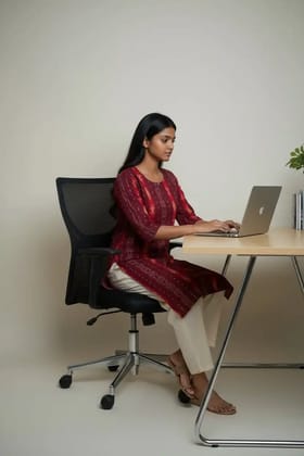 Handwoven Sambalpuri Cotton Kurti in Red with Bandha Tie-Dye Handwoven Sambalpuri Cotton Kurti in Red with Bandha Tie-Dye