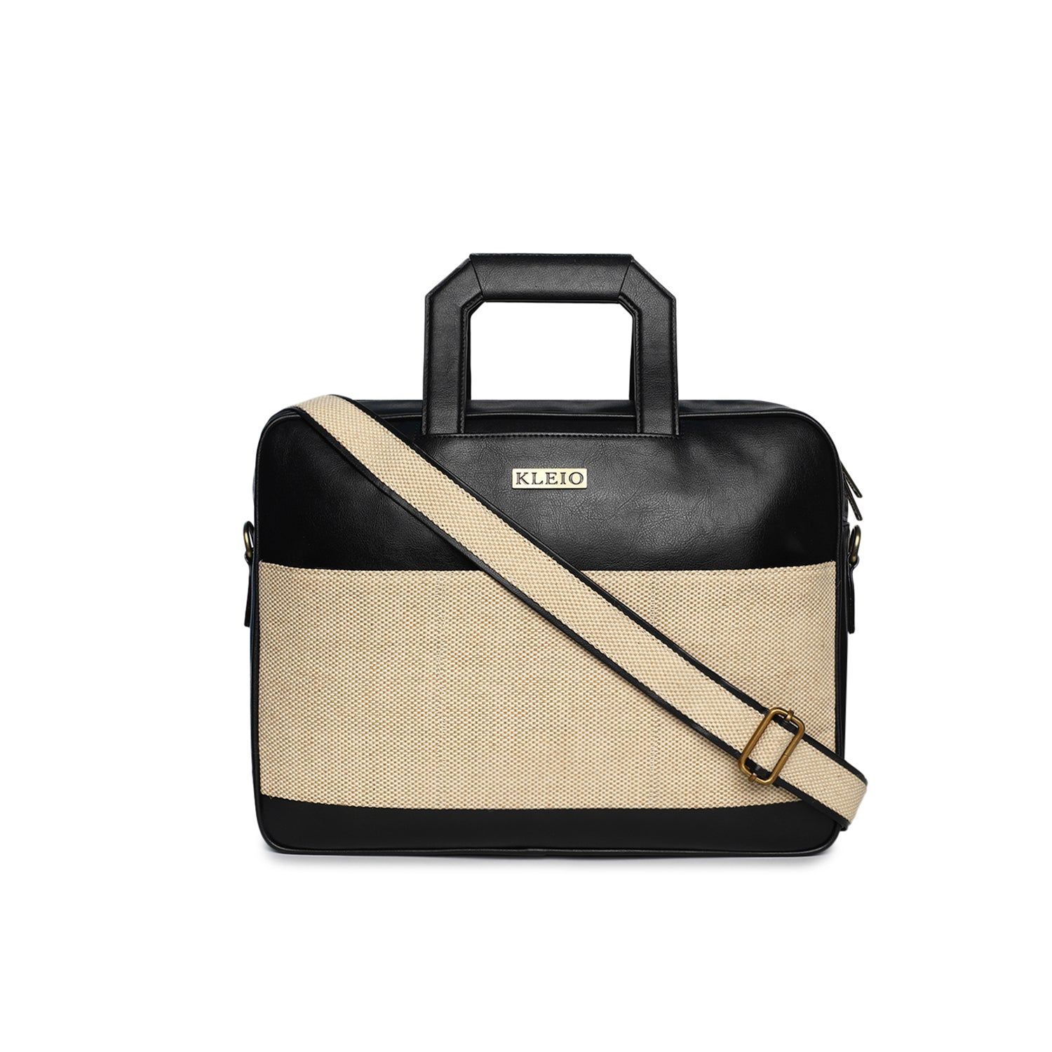Jute Canvas Laptop Bag (L)-Black