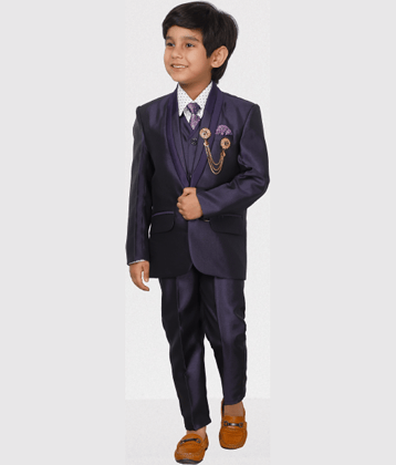DKGF Fashion Boys Polyester Suit ( Pack of 1 , Purple )