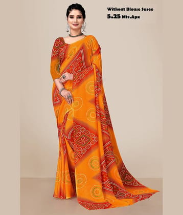 Kanooda Prints Georgette Printed Saree With Unstitched Blouse Piece ( Red )