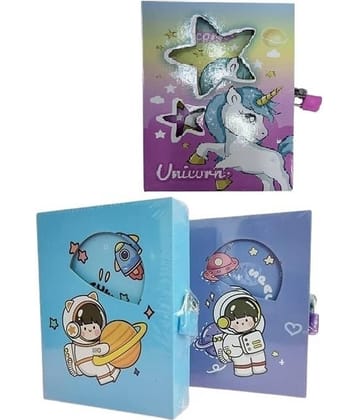 Freedy 1 Unicorn Diary With Lock & Key Box For Boys/Girls Birthday Gifts For Kids A5 Gift Set Ruled Diary Any One Random Desingn will send 100 Pages(Multicolor)