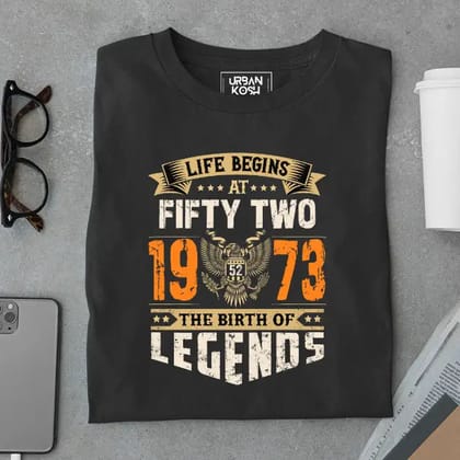 Life Begins at 52, The Birth of Legends Premium Unisex Birthday T-shirt-Black / S