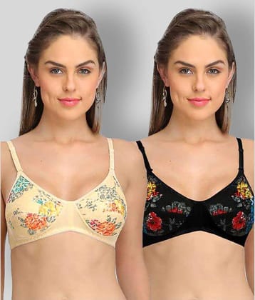 Selfcare Pack of 2 Cotton Women's T-Shirt Bra ( Multi Color )