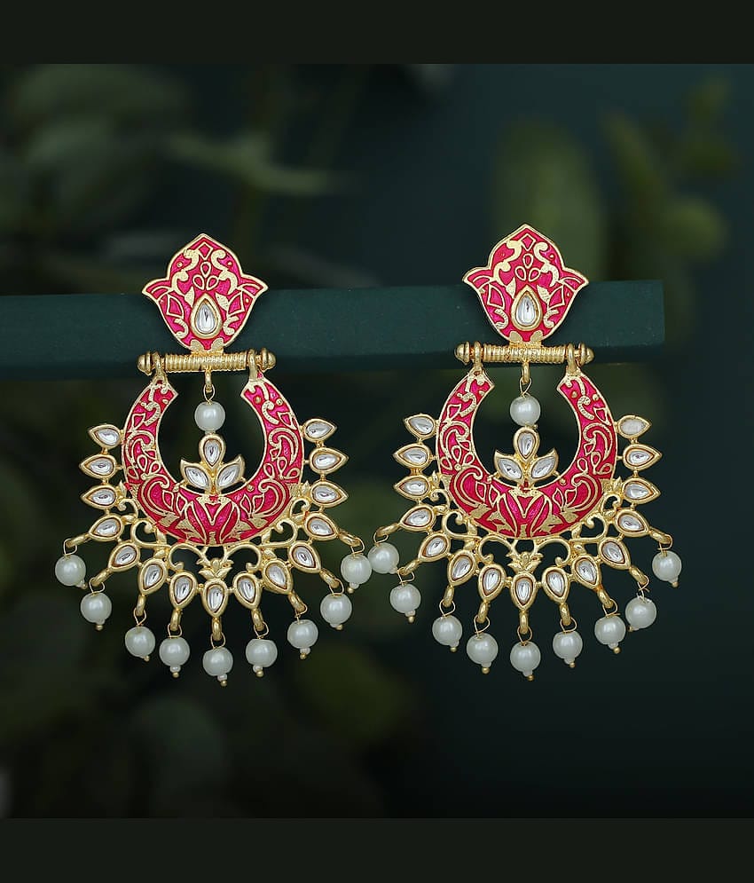 Sukkhi - Orange Chandbalis Earrings ( Pack of 1 )