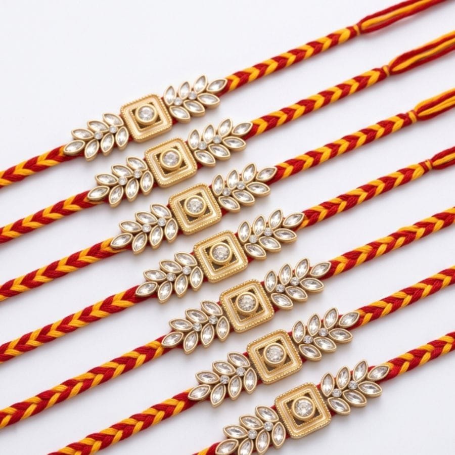 Designer Stone Studded Traditional Rakhi (1 piece)