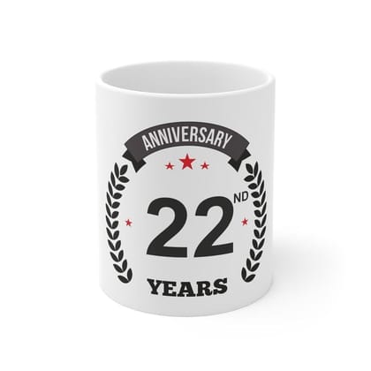 DARSHANS Ceramic 22nd Anniversary Printed Coffee Mug (Color: White, Capacity:330ml) DARSHANS Ceramic 22nd Anniversary Printed Coffee Mug (Color: White, Capacity:330ml)