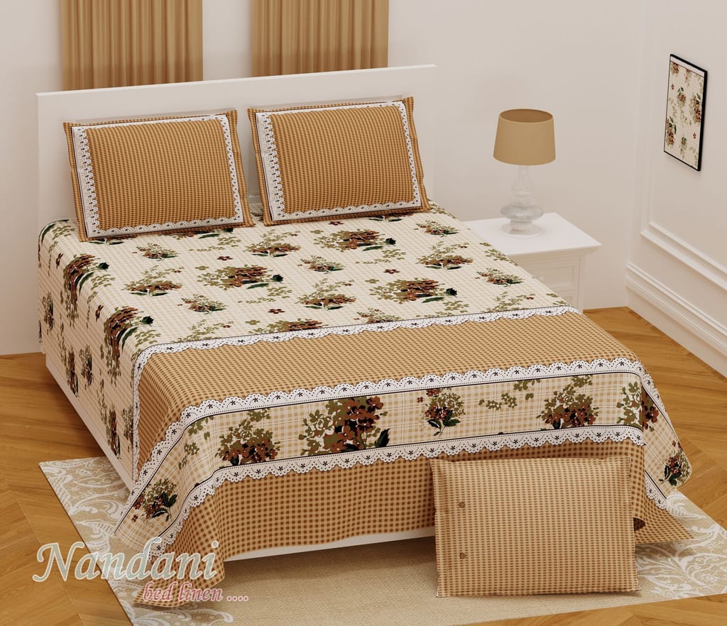 Bedsheet Adda 100% Pure Cotton Jaipuri sanganeri Printed Double Bedsheet With 2 Pillow Covers