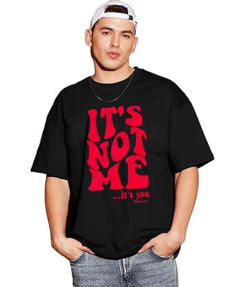 Leotude Men Cotton Blend Oversized Fit Printed T-Shirt ( Black )