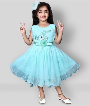 Cherry Tree Cotton Blend Frock For Girls ( Pack of 1 , Light Blue )