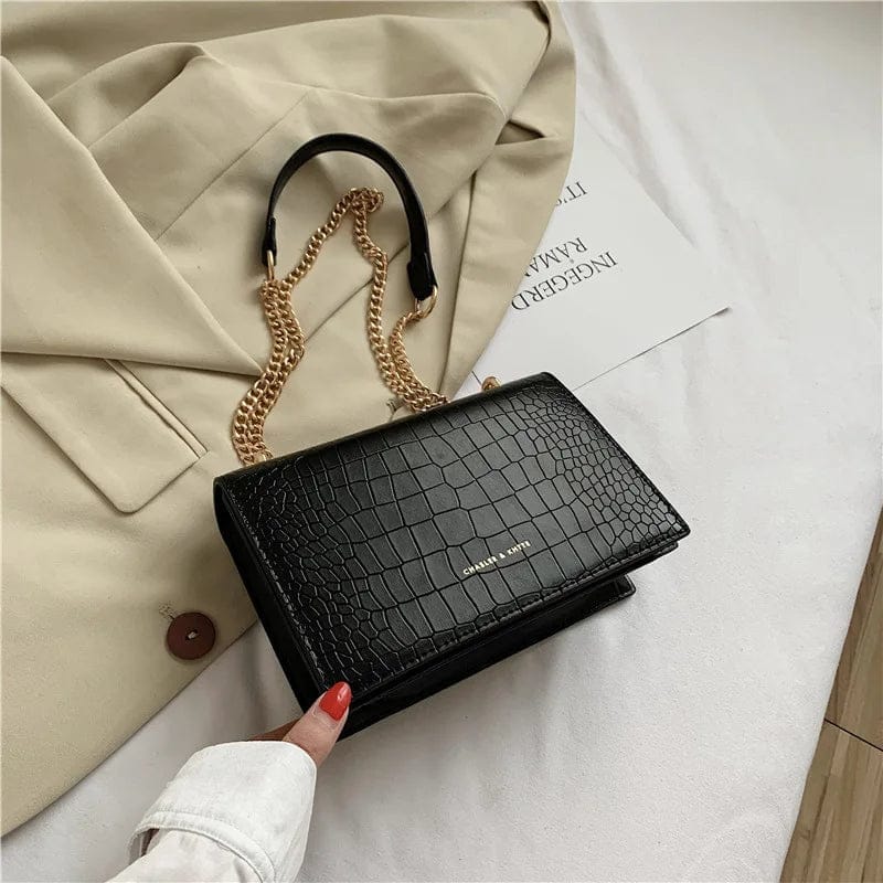 Elegant Ladies Bag Square Shoulder Bag Crocodile Leather Flap Handbag Crossbody Bag For Women