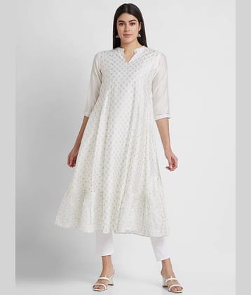 Globus - Off White Viscose Women's Anarkali Kurti ( Pack of 1 )