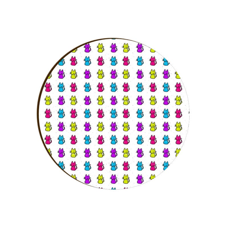 Cats In Colour Round Coaster