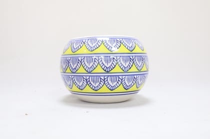 Khurja Pottery Indoor Pot Apple shape Yellow Colour Big Size 5 Inchs