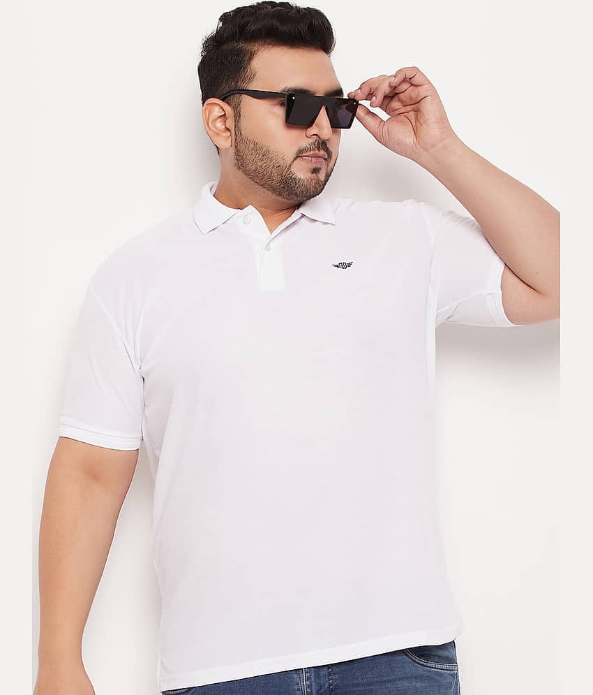 GET GOLF Pack of 1 Cotton Blend Regular Fit Solid Half Sleeves Men's Polo T Shirt ( White )
