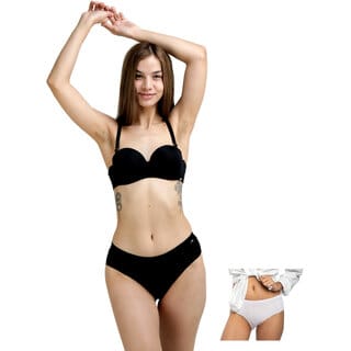 Ashleyandalvis Bamboo Micro Modal, Anti Bacterial, Skinny Soft, Premium Hipster Women Hipster Black, White Panty (Pack Of 2 )
