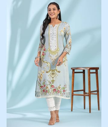 Juniper Rayon Printed Straight Women's Kurti - Green ( Pack of 1 )