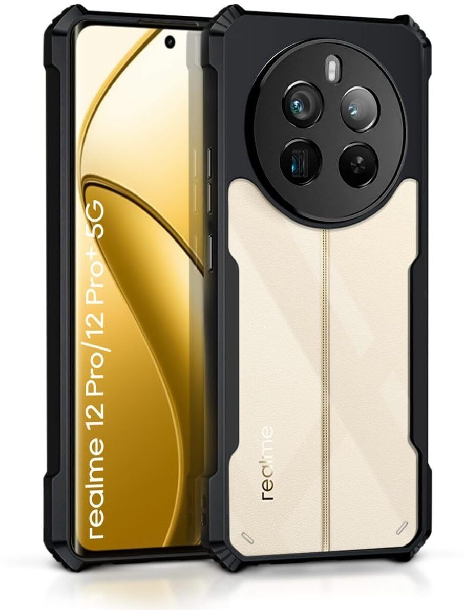 PLUGTECH Slim Shockproof Case | Matte Black Soft | Drop Protection | Precise Cutouts | Premium Mobile Cover for Realme 12 Pro 5G, Realme 12 ProPlus 5G