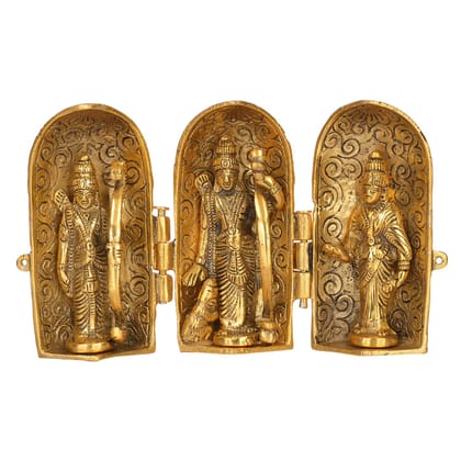 DreamKraft Antique Gold Plated Book Shape Ram Darbar Statue Idol Showpiece(14 cm x 10 cm, Gold)